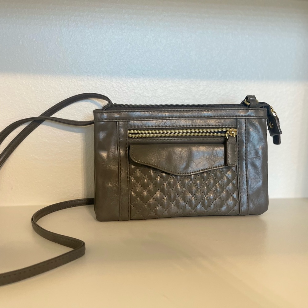 FOREST GREEN FAUX LEATHER SMALL CROSSBODY PURSE SHOULDER BAG QUILTED